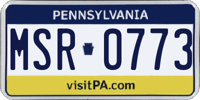 PA license plate MSR0773