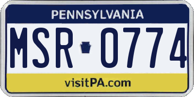 PA license plate MSR0774