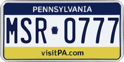 PA license plate MSR0777