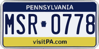 PA license plate MSR0778