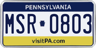 PA license plate MSR0803