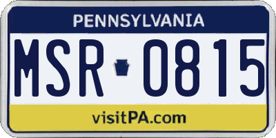 PA license plate MSR0815