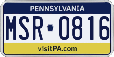 PA license plate MSR0816
