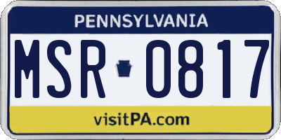 PA license plate MSR0817