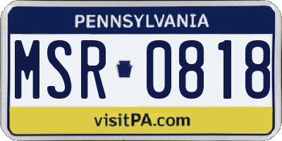PA license plate MSR0818