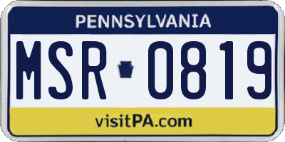 PA license plate MSR0819