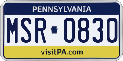 PA license plate MSR0830