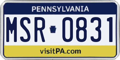 PA license plate MSR0831