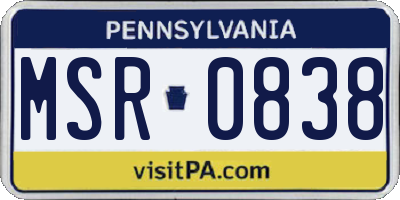 PA license plate MSR0838