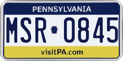 PA license plate MSR0845