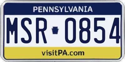 PA license plate MSR0854