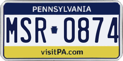 PA license plate MSR0874
