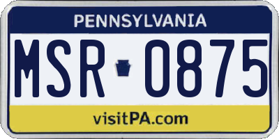 PA license plate MSR0875