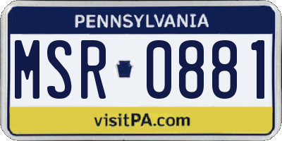 PA license plate MSR0881