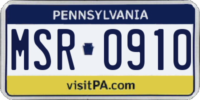 PA license plate MSR0910
