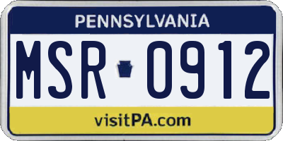 PA license plate MSR0912