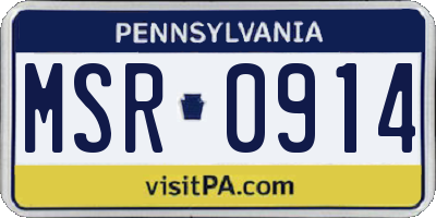 PA license plate MSR0914