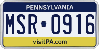 PA license plate MSR0916