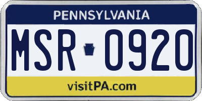 PA license plate MSR0920