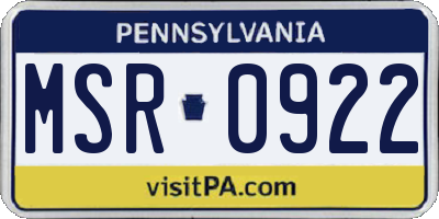 PA license plate MSR0922