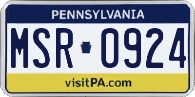 PA license plate MSR0924