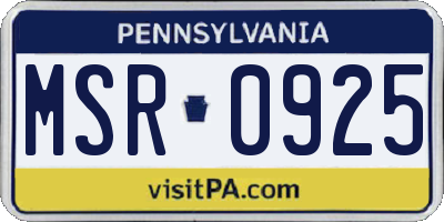 PA license plate MSR0925