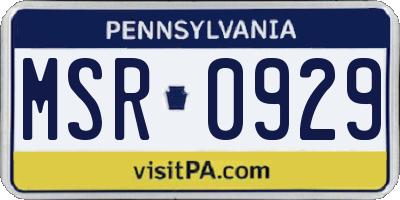 PA license plate MSR0929