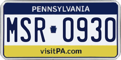 PA license plate MSR0930