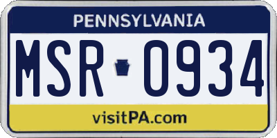 PA license plate MSR0934