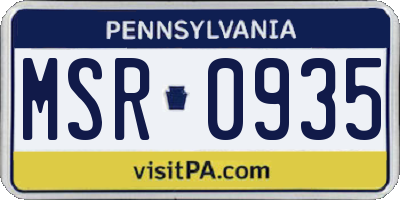 PA license plate MSR0935