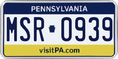 PA license plate MSR0939