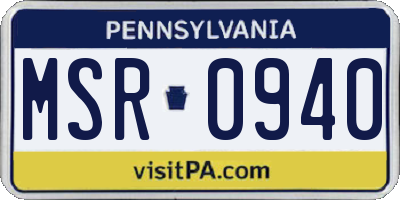 PA license plate MSR0940