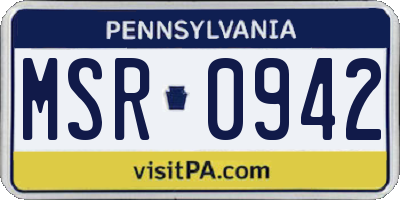 PA license plate MSR0942