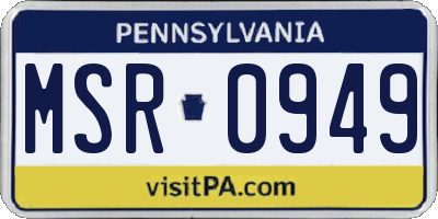 PA license plate MSR0949