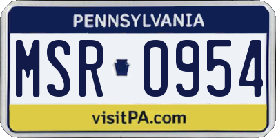 PA license plate MSR0954