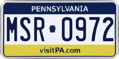 PA license plate MSR0972