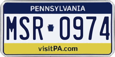 PA license plate MSR0974