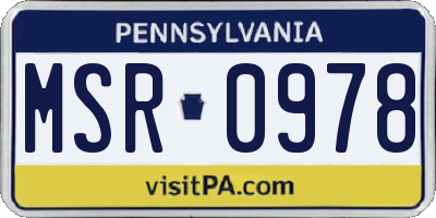 PA license plate MSR0978