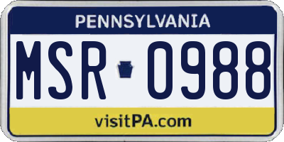 PA license plate MSR0988