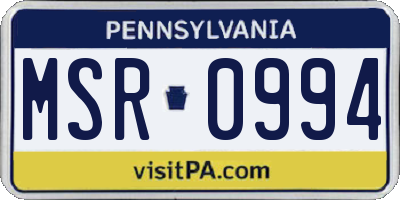PA license plate MSR0994