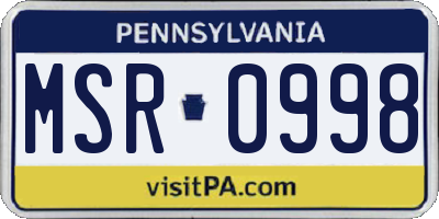 PA license plate MSR0998