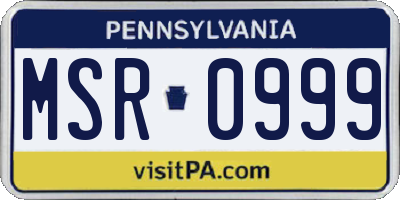 PA license plate MSR0999