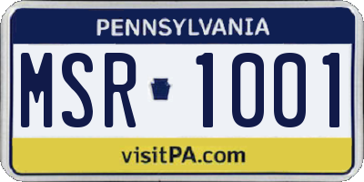 PA license plate MSR1001