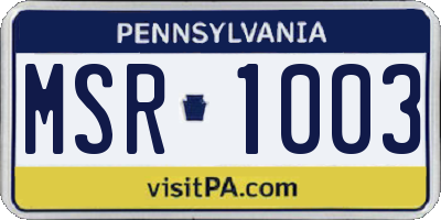 PA license plate MSR1003