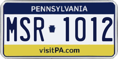 PA license plate MSR1012