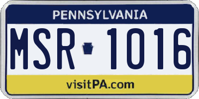PA license plate MSR1016