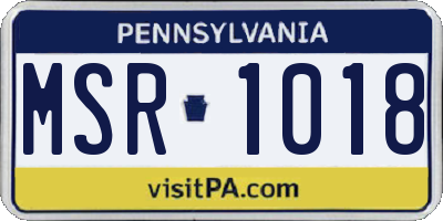 PA license plate MSR1018