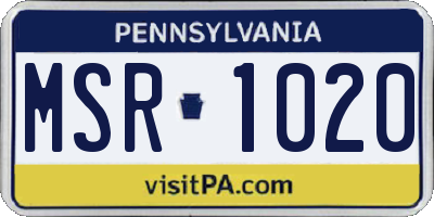 PA license plate MSR1020