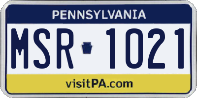 PA license plate MSR1021