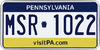 PA license plate MSR1022